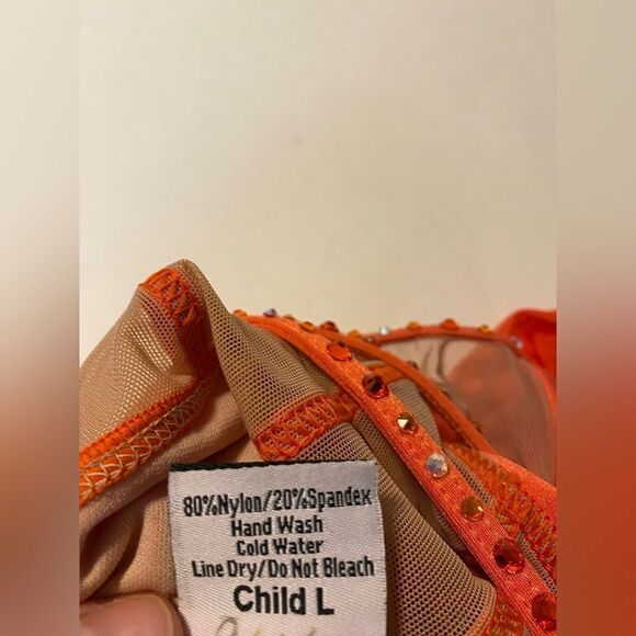LA dance designs semi custom ASTRA UNITARD coral orange child large LC - Picture 16 of 16
